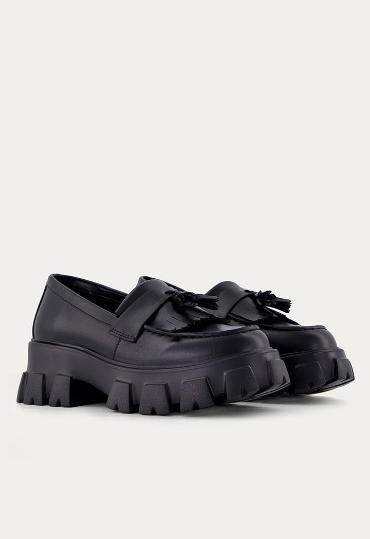 Hope Chunky Pu Leather Loafers Black