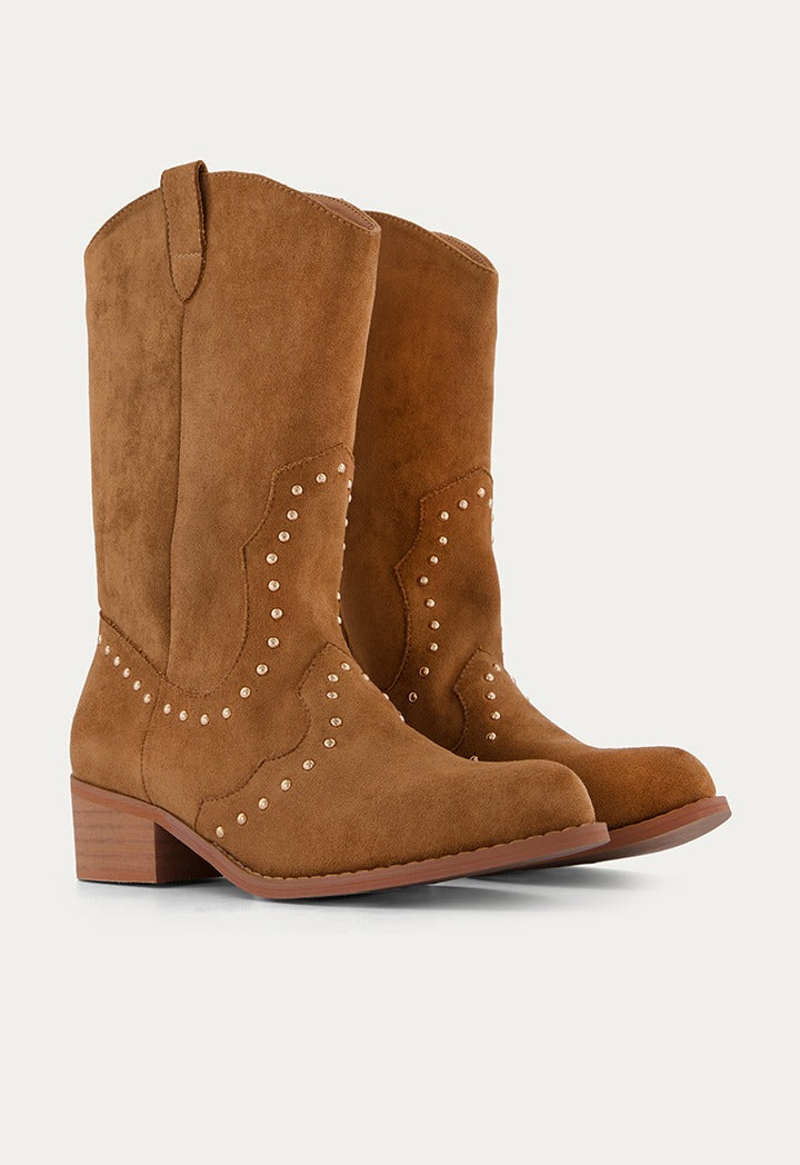 Hope Calves Length Suede Boots Brown