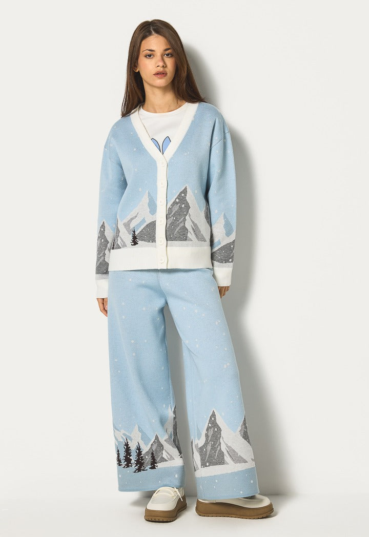 Hope Ribbed Hems Knitted Cardigan Light Blue