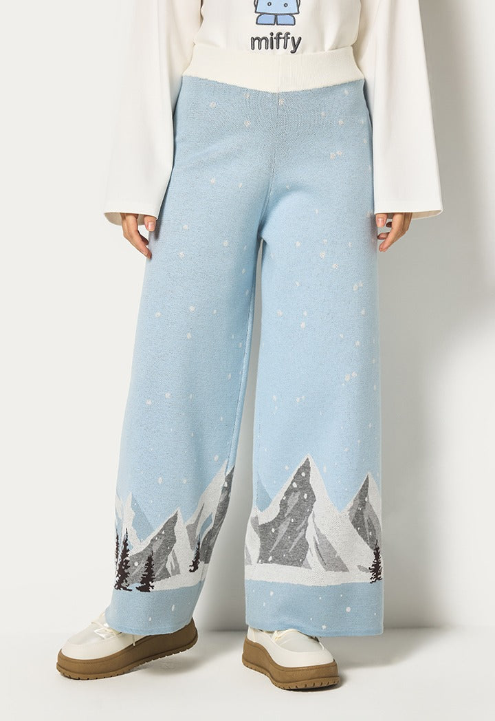 Hope Knitted Wide Legs Trouser Light Blue