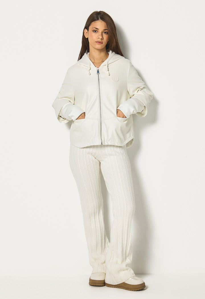 Hope Solid Pu Leather Jacket Off White