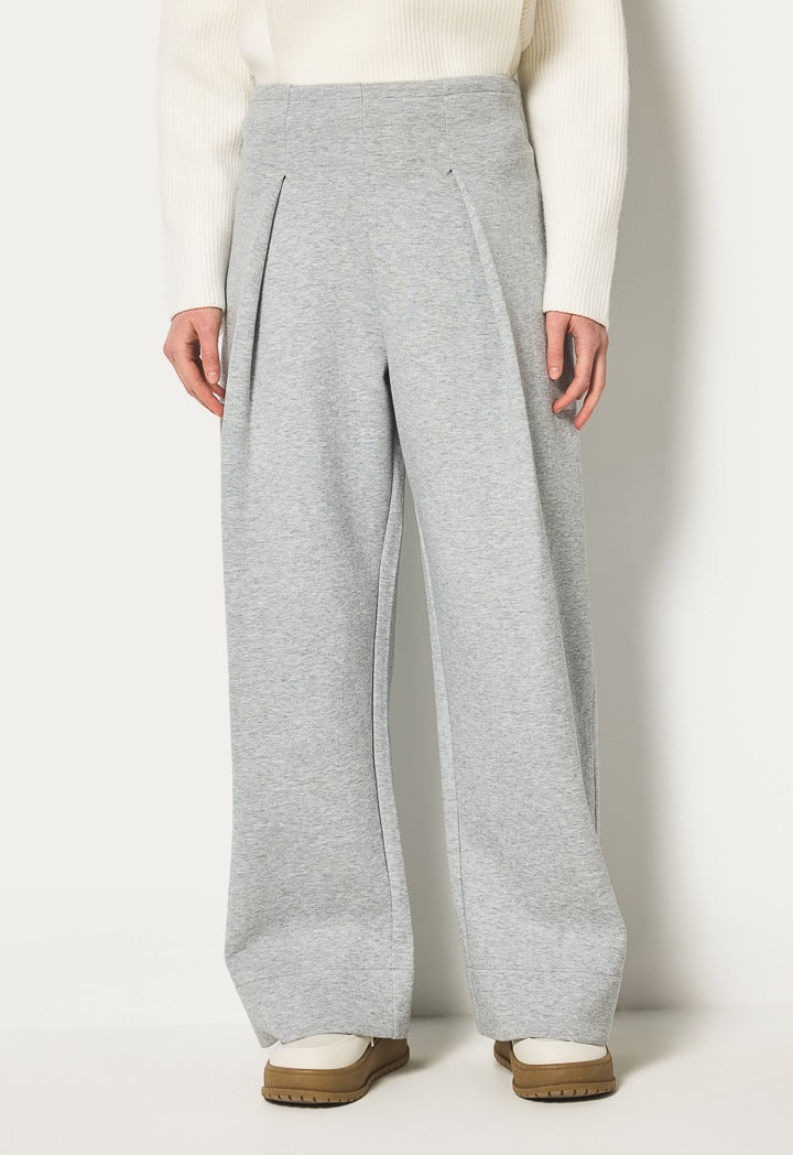 Hope Wide Legs Pleated Trouser Grey Melange