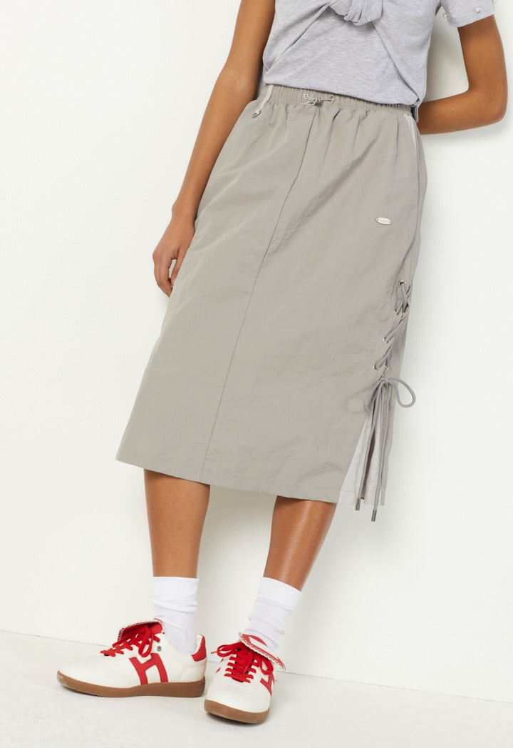Hope Solid Drawstring Skirt Grey