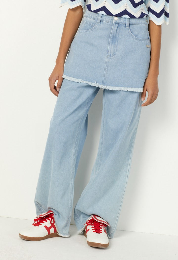 Hope Overlay Straight Leg Jeans Denim Blue
