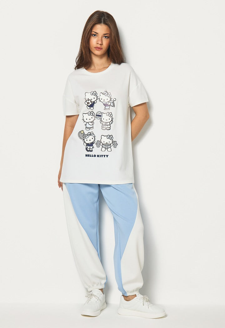 Hope Hello Kitty Embossed T Shirt Off White
