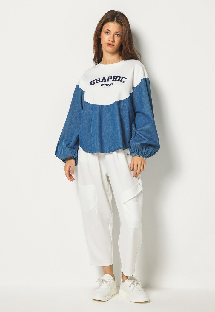 Hope Denim Detailed Sweater Denim Blue