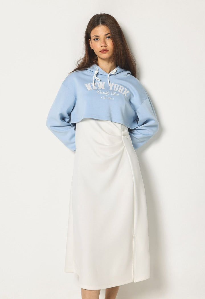 Hope Cropped Hoodie Dress Combo (2Pcs) Off White