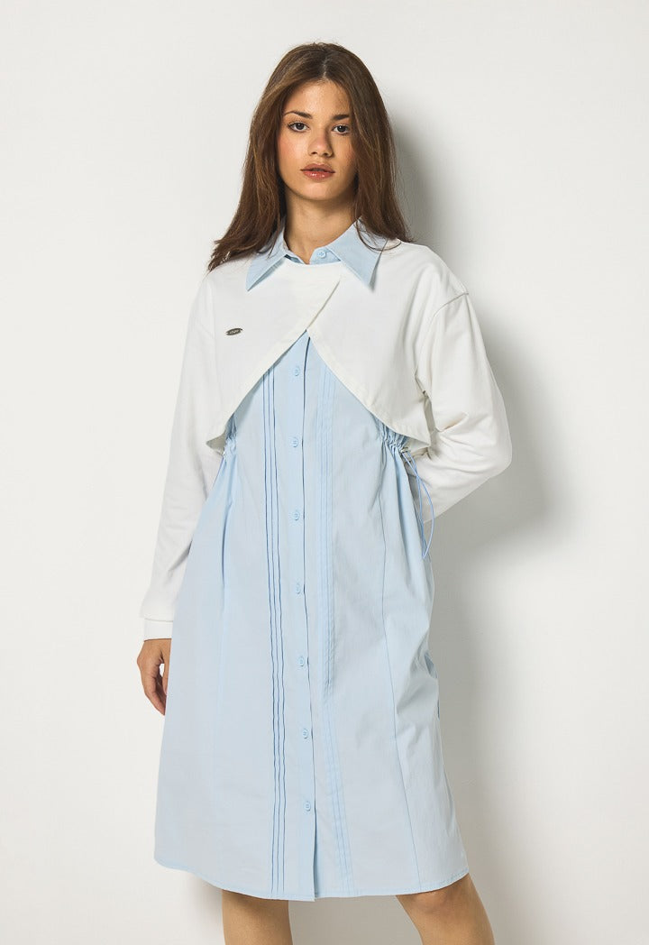 Hope Attached Vest Button Dress Light Blue