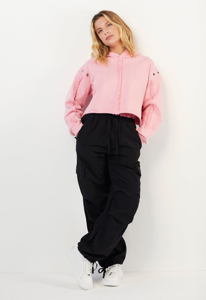 Hope Knitted Cropped Sweatshirt Pink