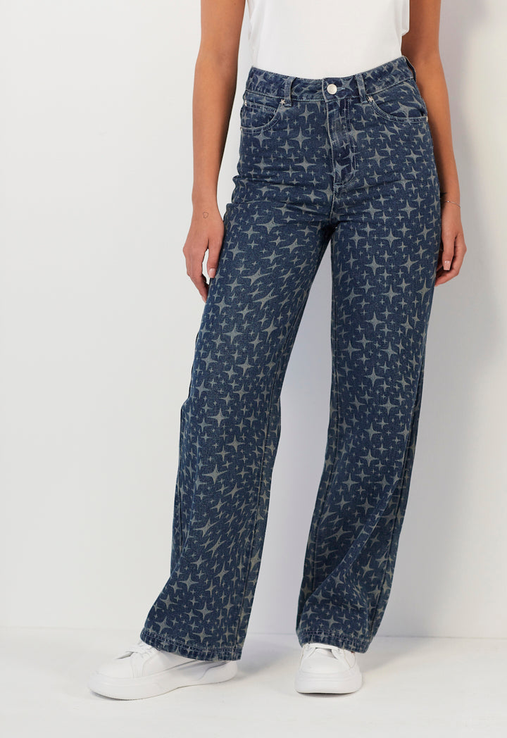 Hope Sparkle Pattern Denim Jeans Denim Blue