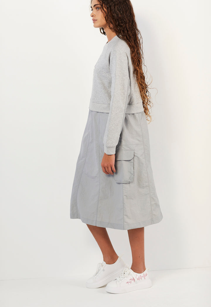 Hope Cargo Skirt Embellished Dress Grey Melange