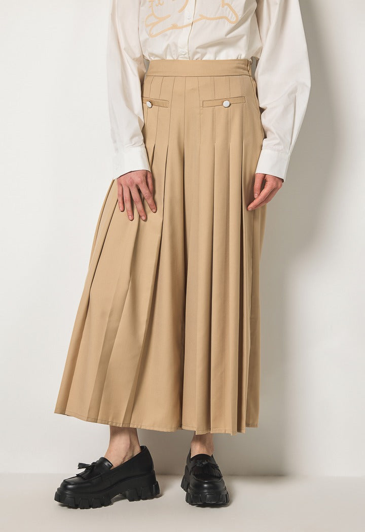 Hope Iconic Pleated Palazzo Trousers Beige