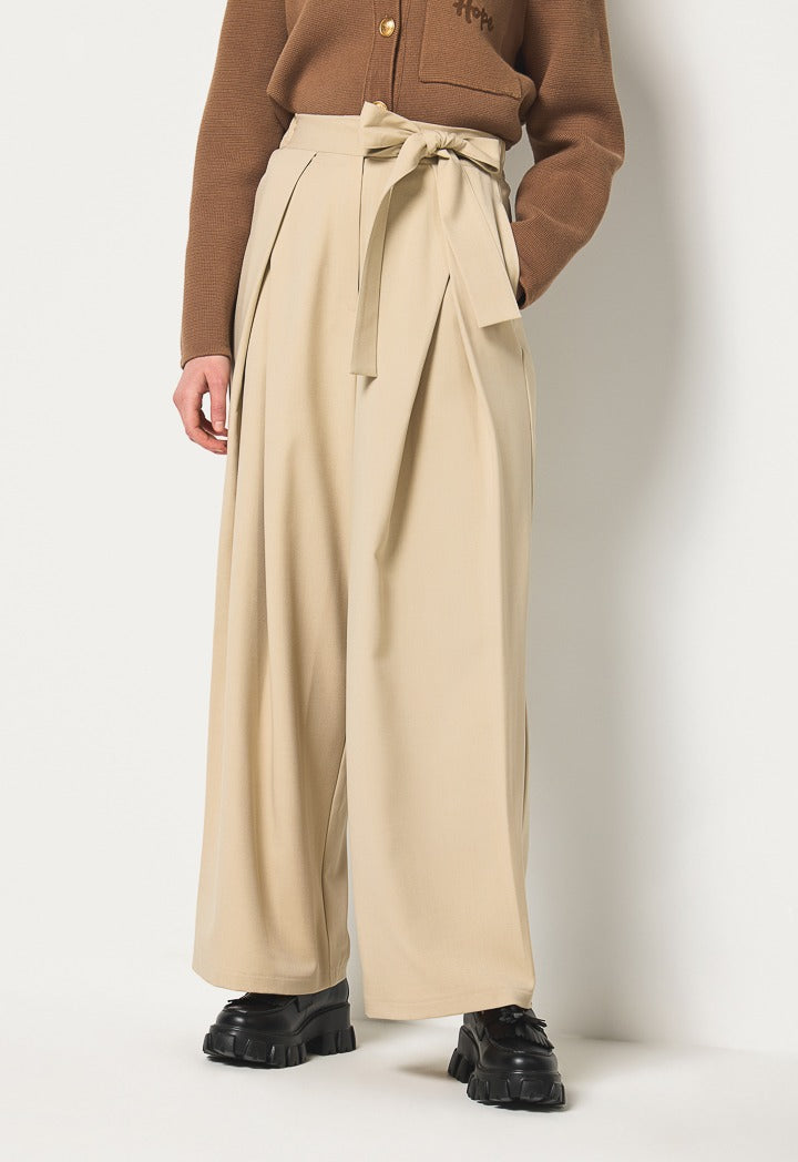 Hope Belted Wide Leg Trousers Beige