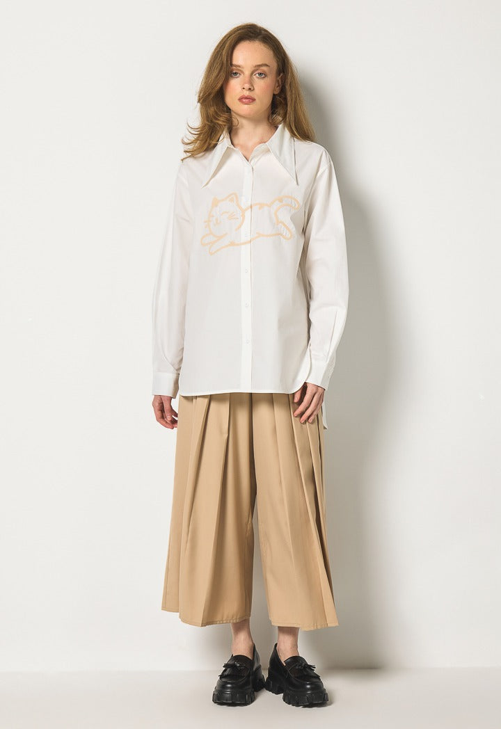 Hope Contrast Embroidered Shirt Off White