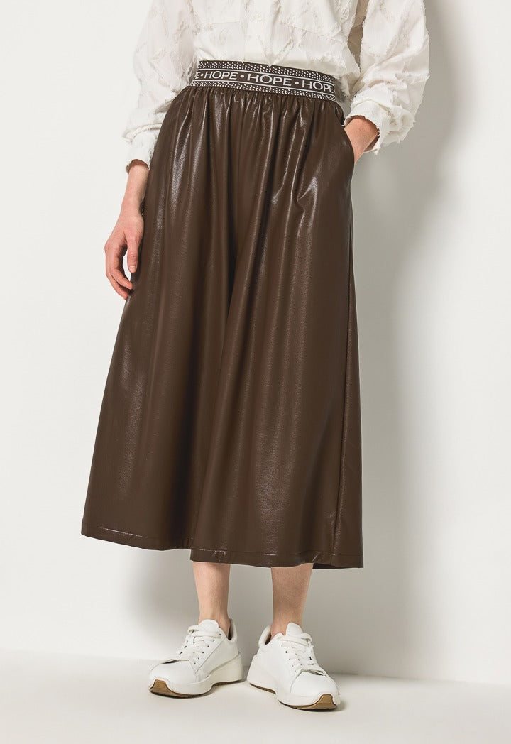 Hope Pu Leather Palazzo Trousers Brown