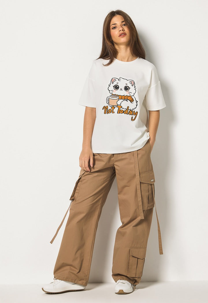 Hope Textured Print T-Shirt Off White