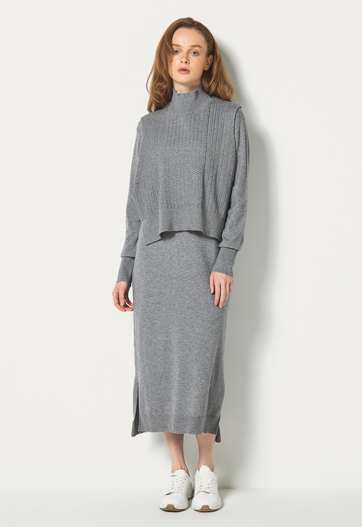 Hope Knitted Dress Combo (2Pcs) Grey