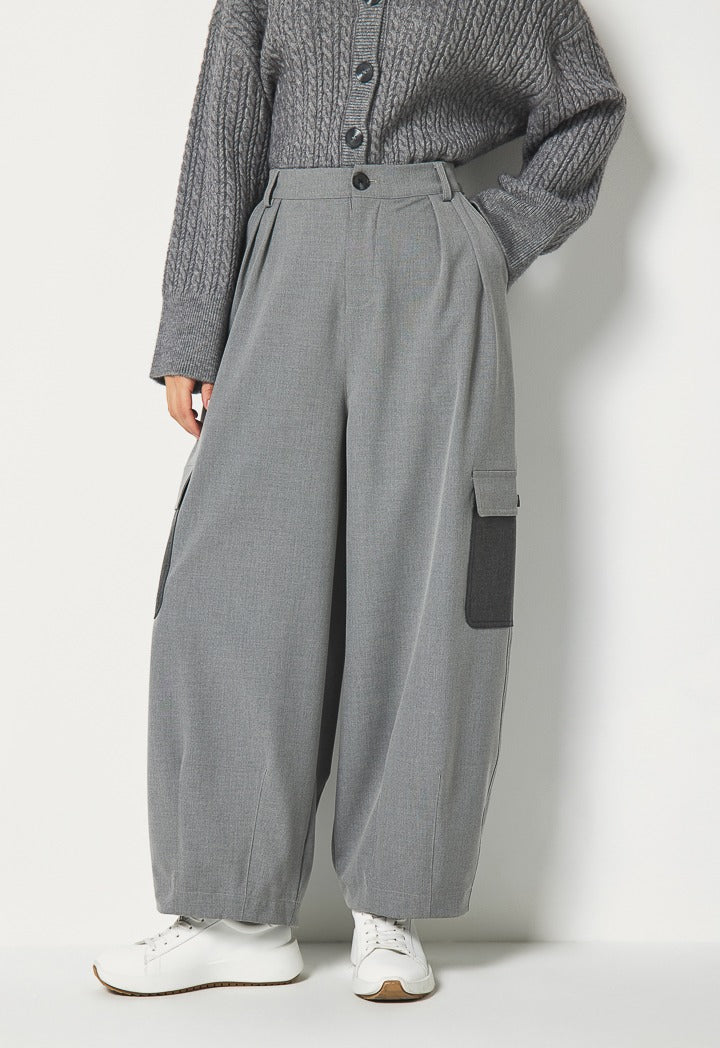 Hope Wide Leg Cargo Trousers Grey