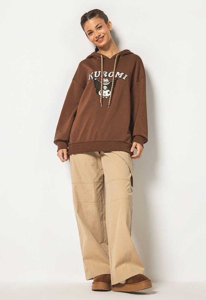 Hope Kuromi Embroidered Hoodie Brown