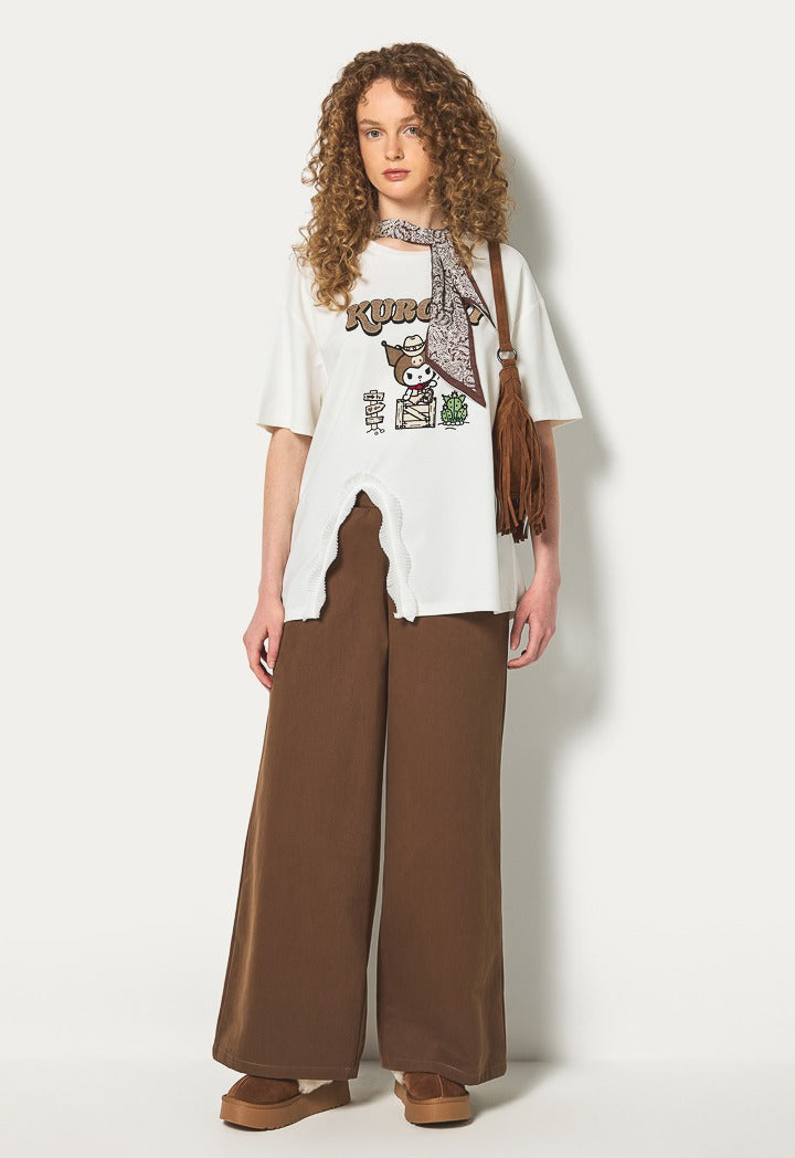 Hope Kuromi Fleece Detailed T-Shirt Off White