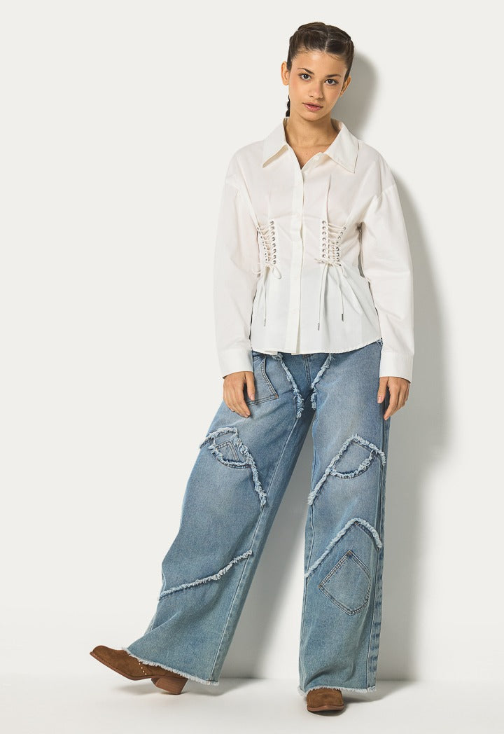 Hope Tie Corset Waist Shirt Off White