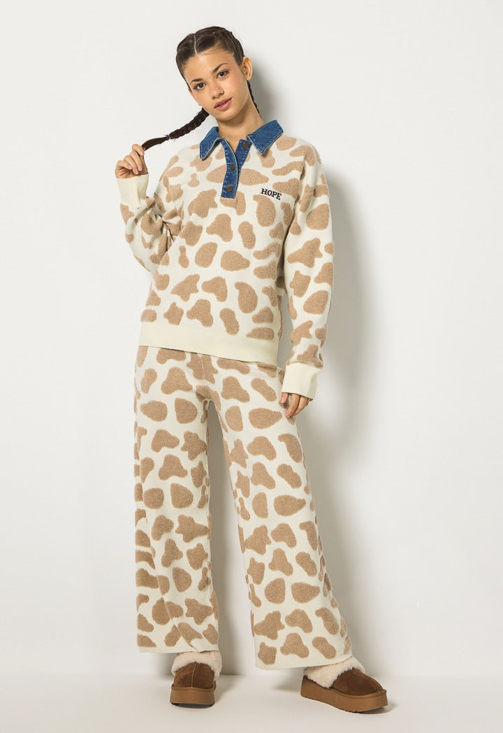 Hope Contrast Patches Sweatshirt Ecru