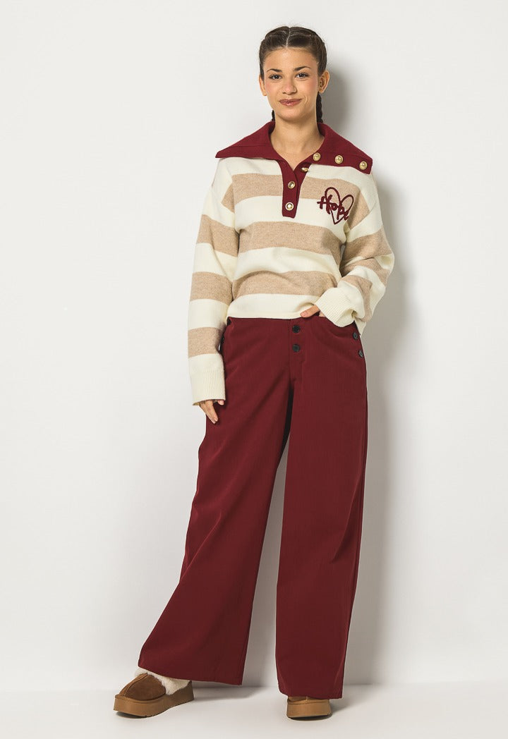 Hope Knitted Striped Sweatshirt Ecru