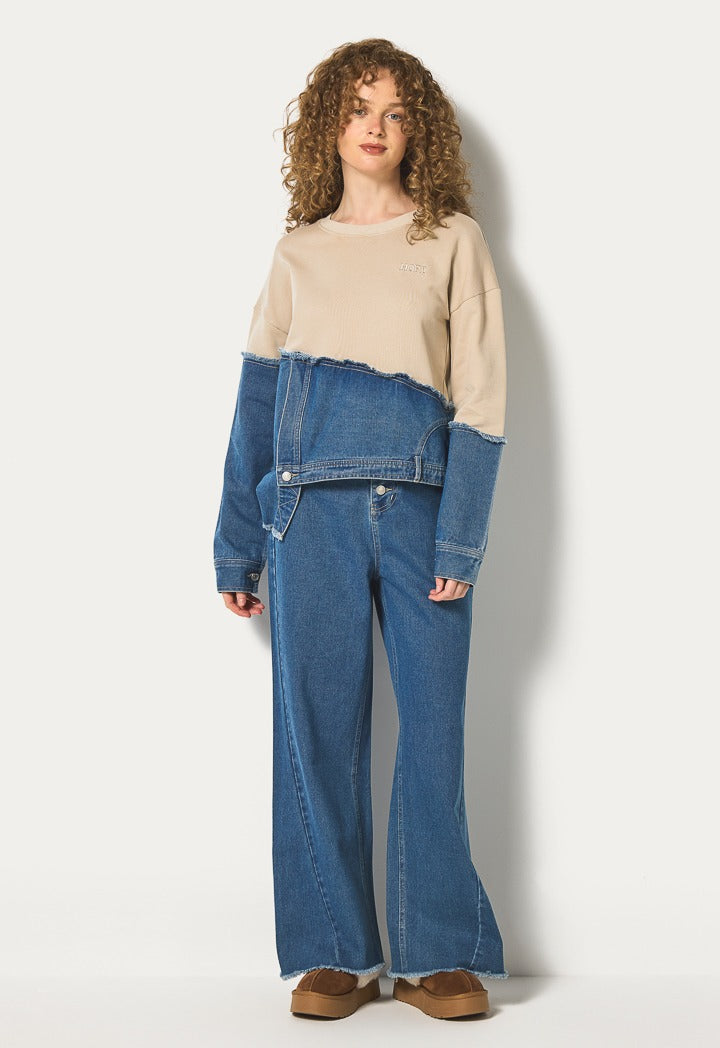Hope Knitted Denim Sweatshirt Beige