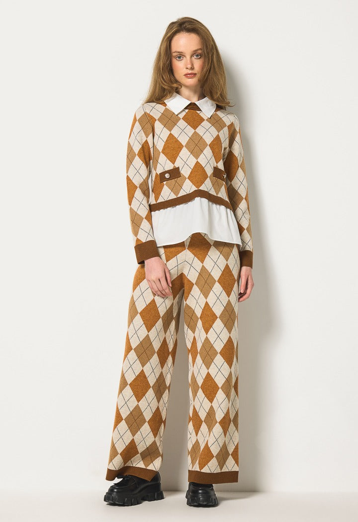 Hope Knitted Argyle Sweater  Multi Color