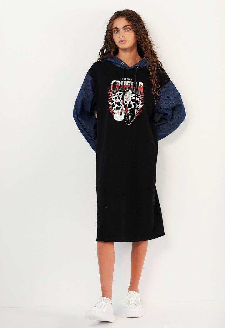 Hope Disney Cruella Hoodie Dress Black