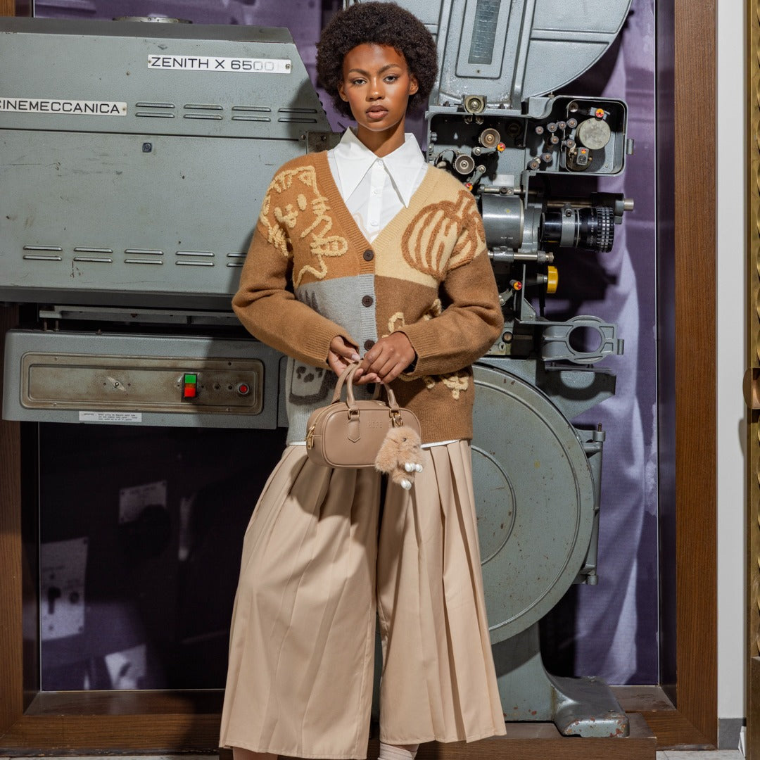 Hope Iconic Pleated Palazzo Trousers Beige