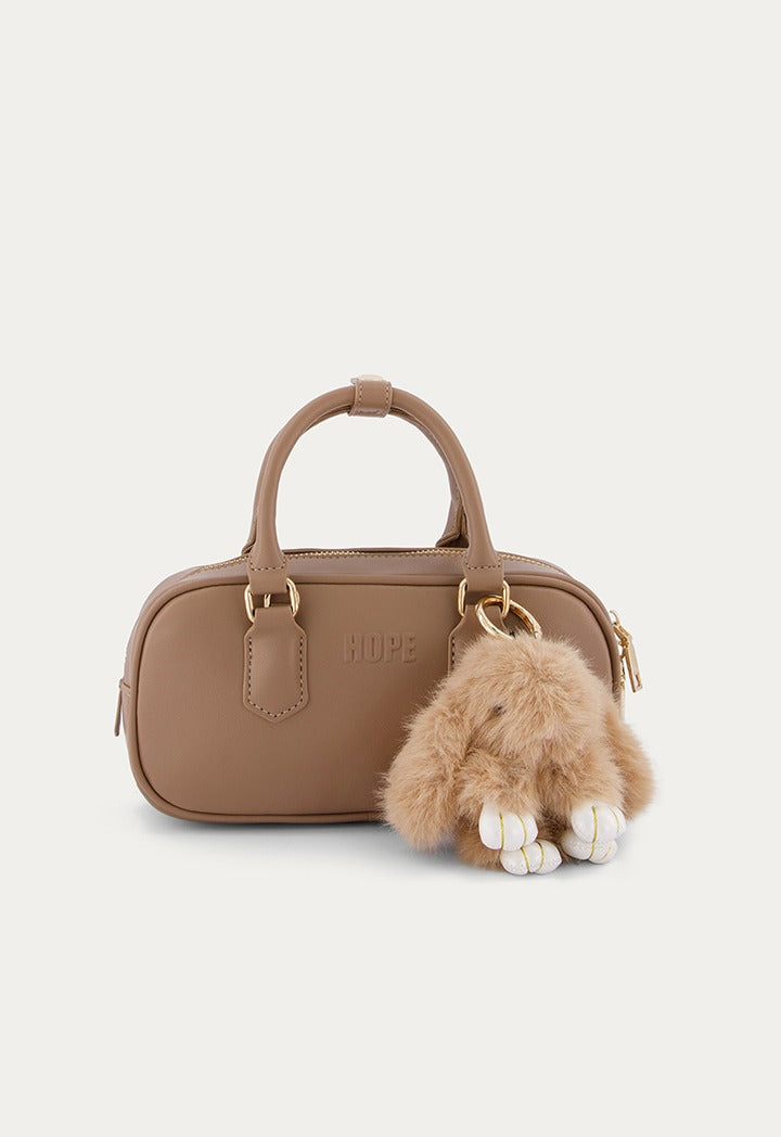 Hope Solid Pu Leather Handbag Beige