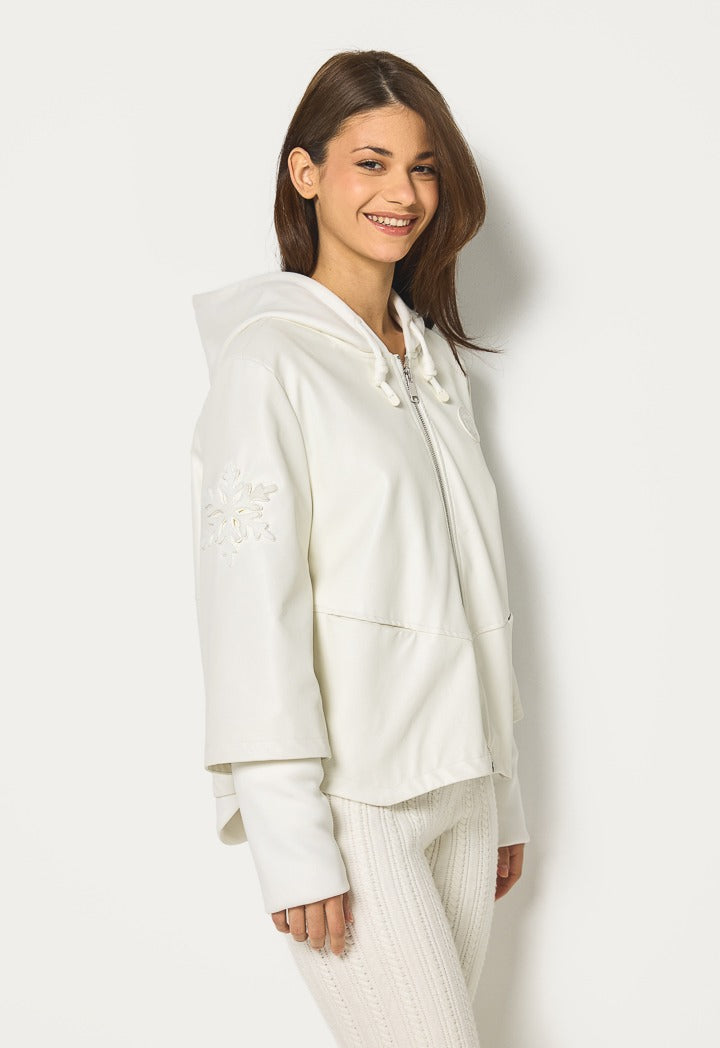 Hope Solid Pu Leather Jacket Off White