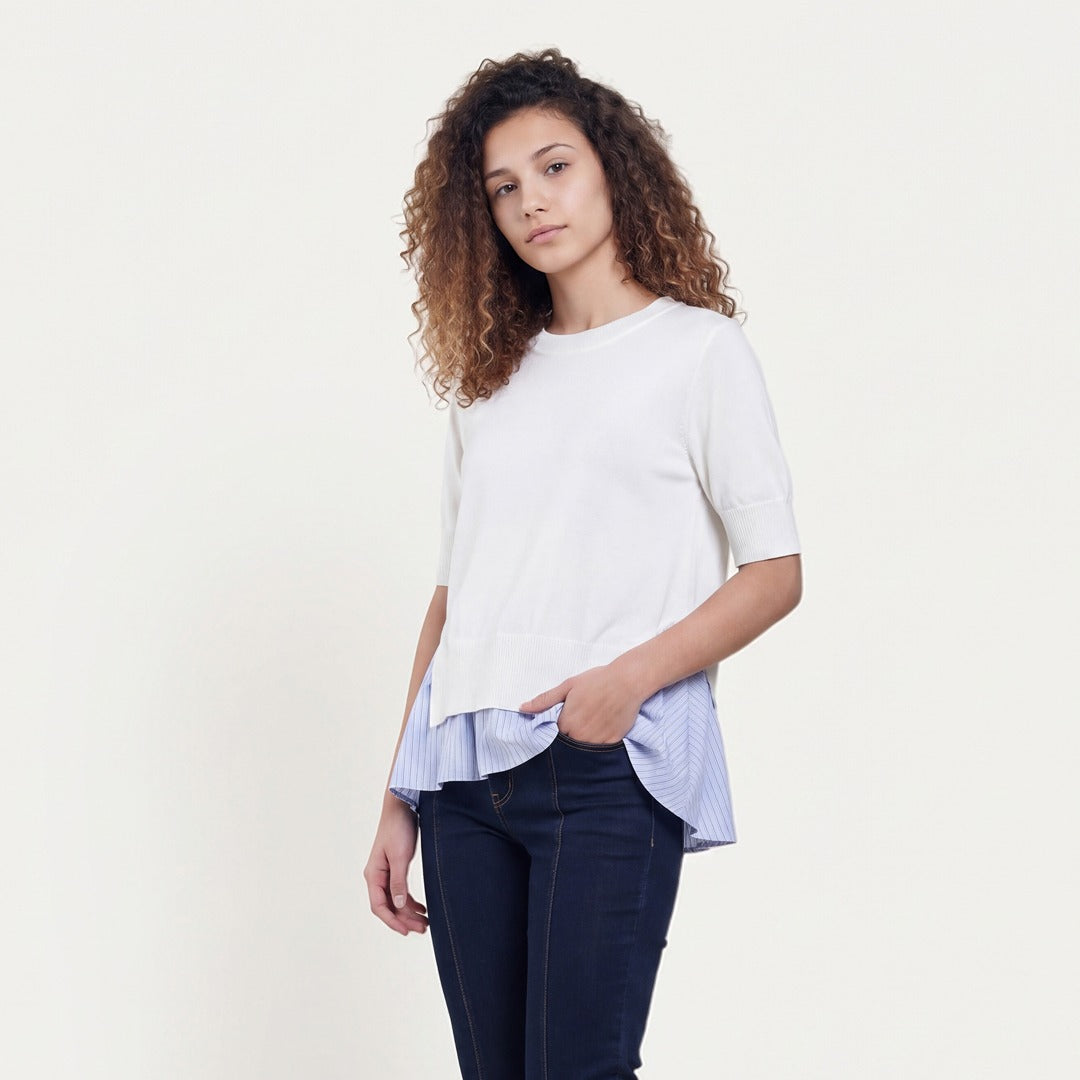 Contrast Asymmetrical Knitted Top