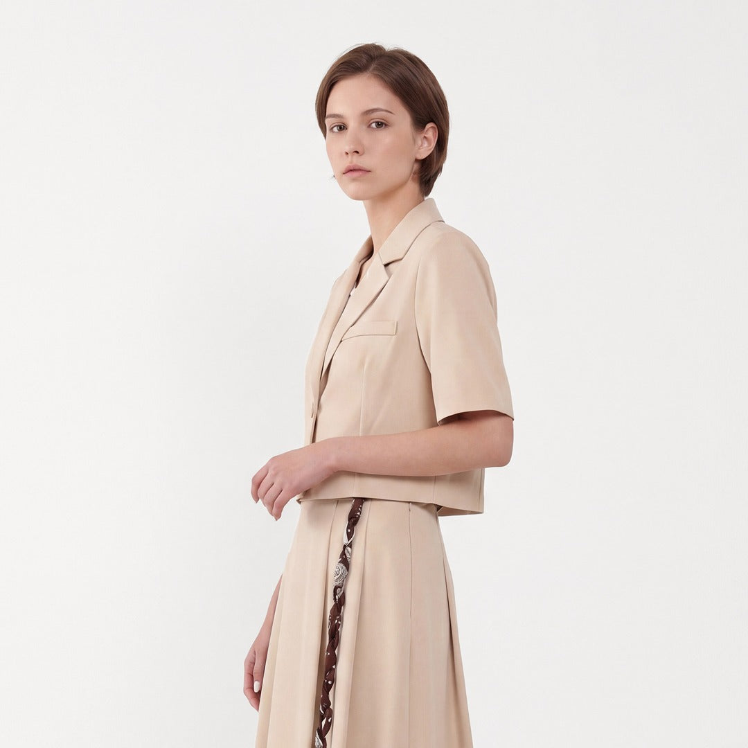 Notched Collar Cropped Blazer