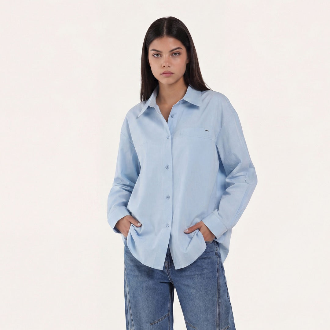 Solid Shirt with Back Slit with Clouser Button