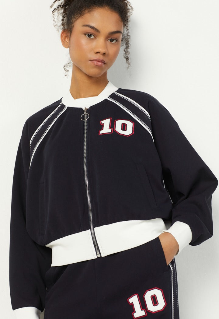 Hope Two Toned Embroidered Jacket Navy
