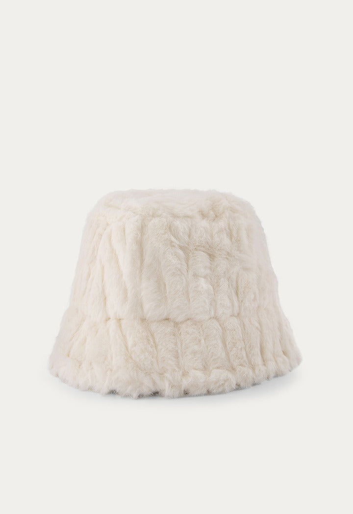 Hope Faux Fur Bucket Hat Off White