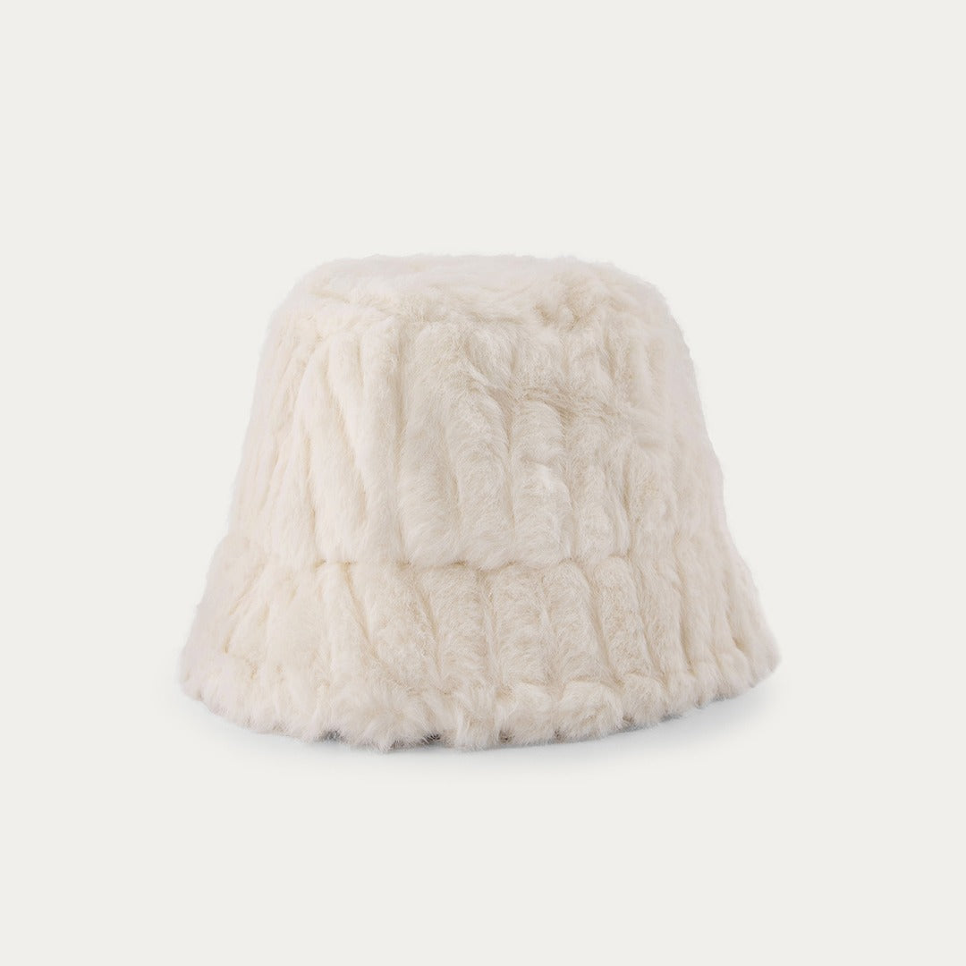 Hope Faux Fur Bucket Hat Off White