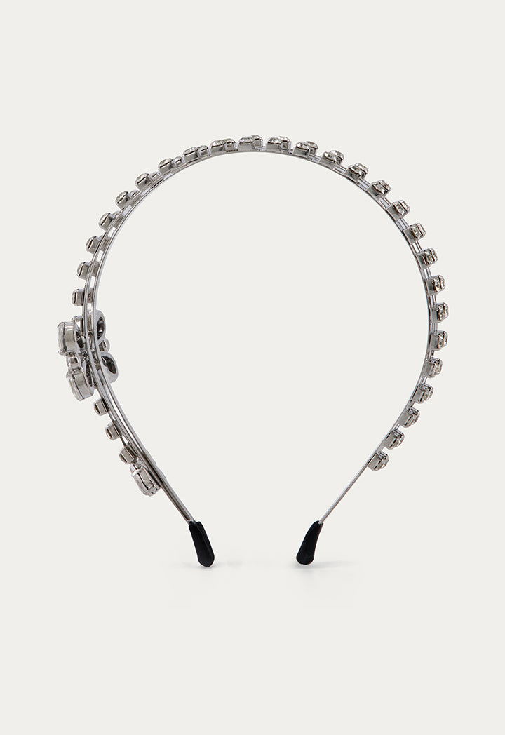 Crystal Embellished Bow Headband Silver