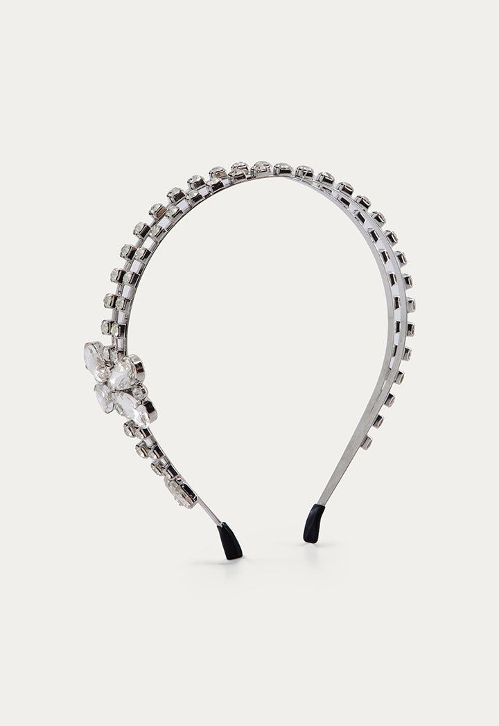 Crystal Embellished Bow Headband Silver