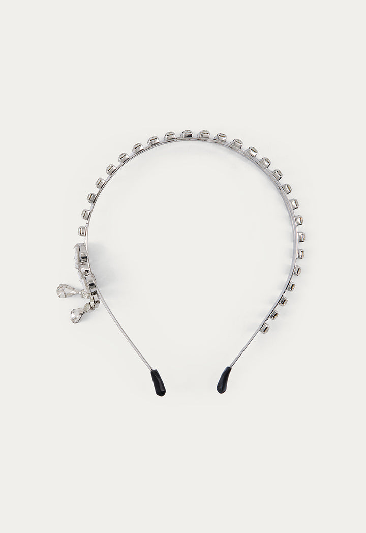 Crystal Embellished Bow Headband Silver
