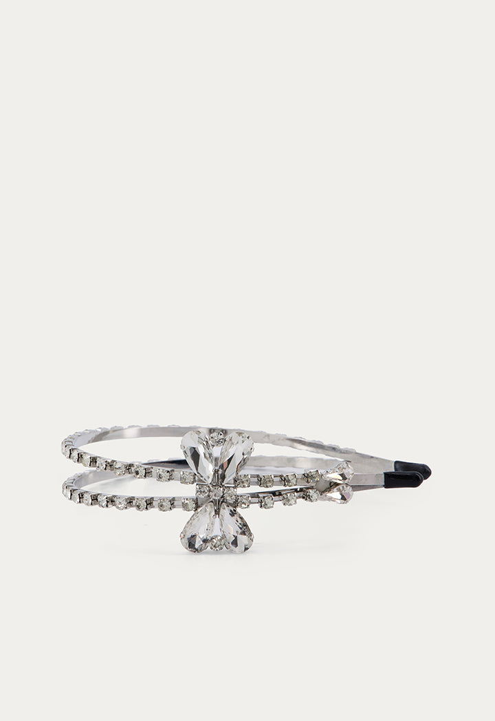 Crystal Embellished Bow Headband Silver