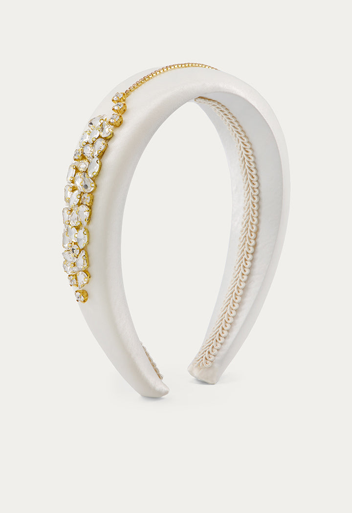 Crystal Embellished Padded Headband Gold