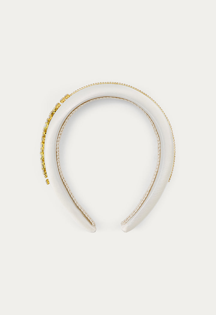 Crystal Embellished Padded Headband Gold