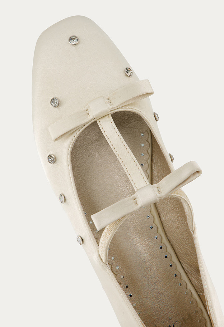 Crystal Embellished Flat Ballerinas Gold