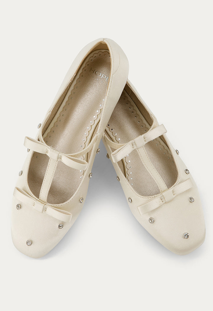 Crystal Embellished Flat Ballerinas Gold