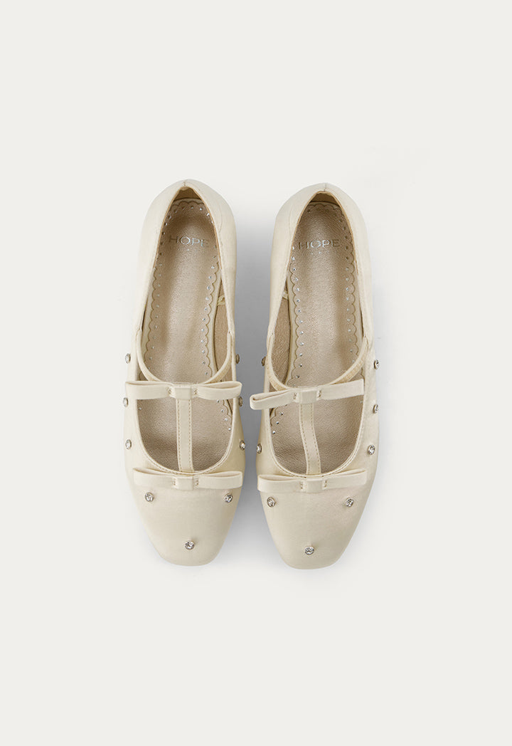 Crystal Embellished Flat Ballerinas Gold