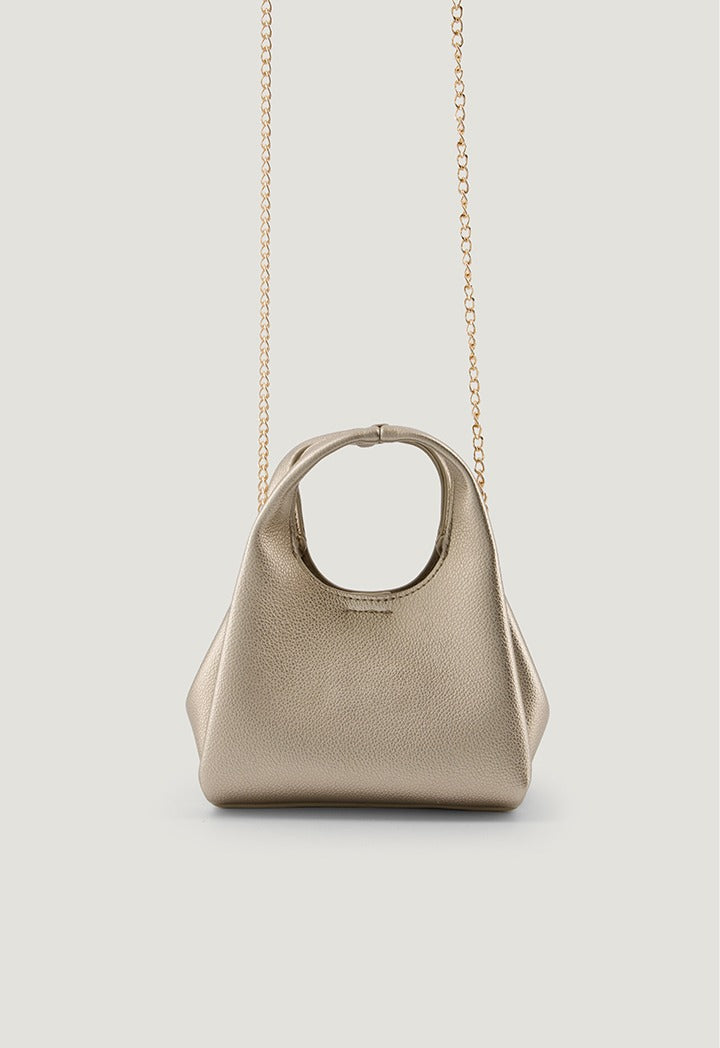 Solid Metallic Handbag Gold
