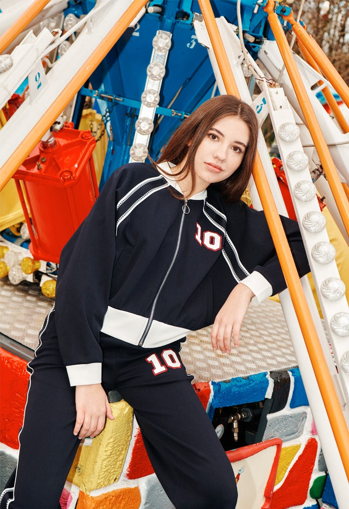 Hope Two Toned Embroidered Jacket Navy